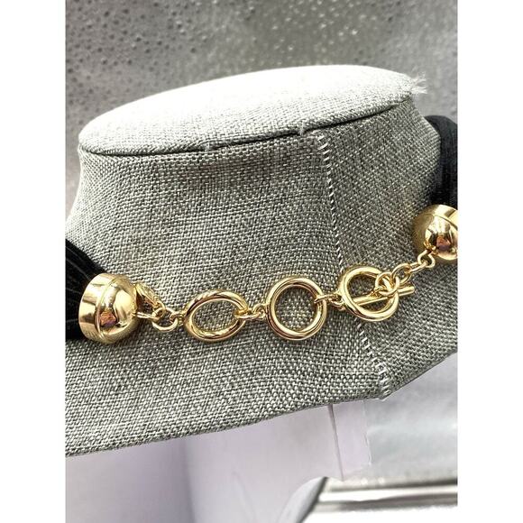 Talbots Necklace Beaded Apron Black Velvet Gold Tone Toggle Clasp 18”-19.5” - Picture 3 of 7